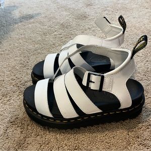 White dc martin platform sandals